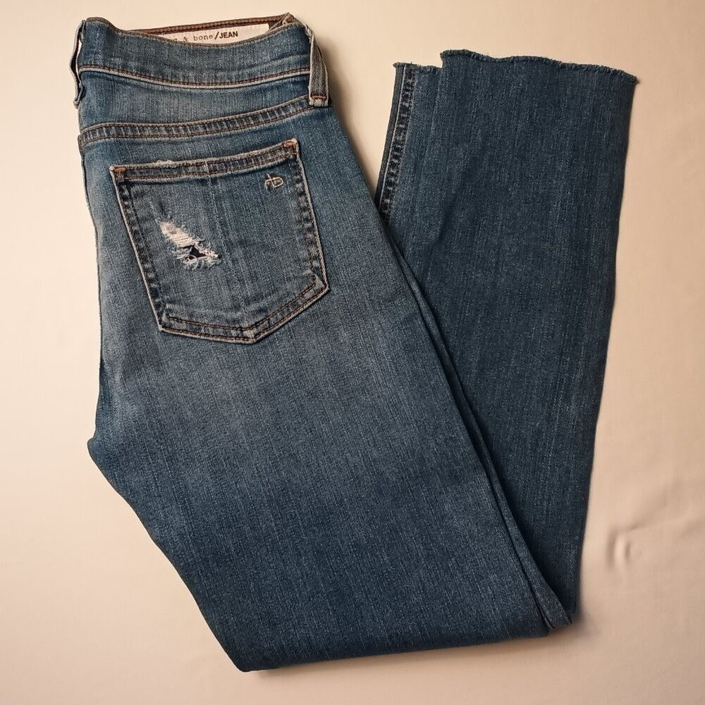 Rag & Bone Womens Low Rise Distressed Gunner Skinny Jeans Size 24/0 Blue Y2K